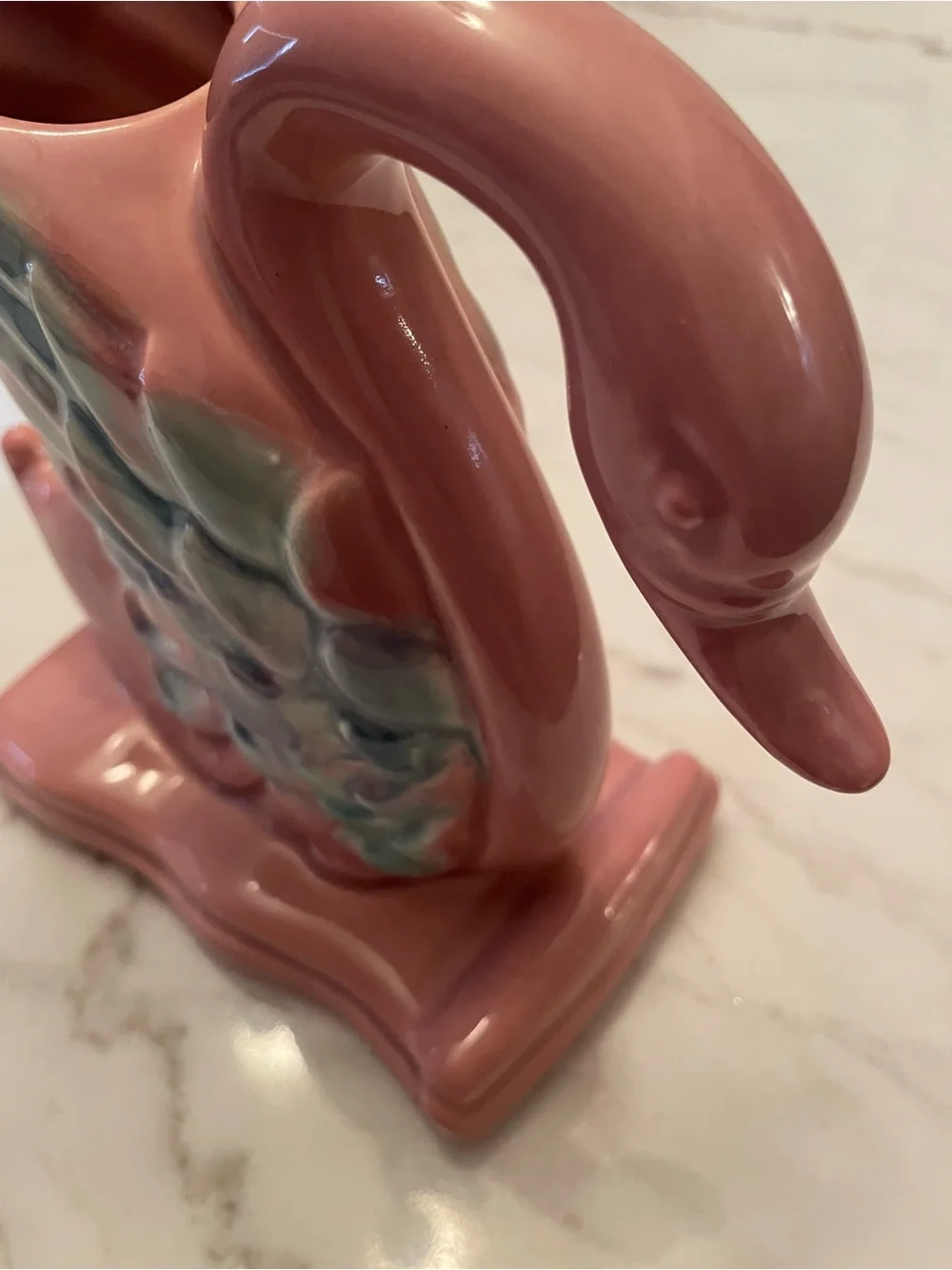 Vintage Royal Haeger R-430 Pink Blue Agate Swan Planter Vase Mid Century 1950s